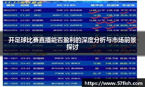 开足球比赛直播能否盈利的深度分析与市场前景探讨